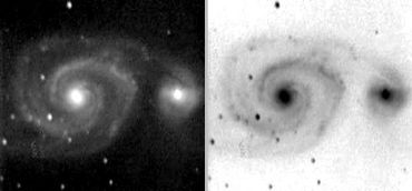 Spiral with companion NGC 5195, located 9 million light years away. Over 65,000 light-years across