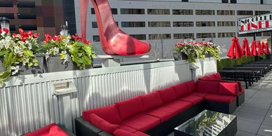 Breathtaking views of the Minneapolis skyline from the rooftop patio at On the RoX.