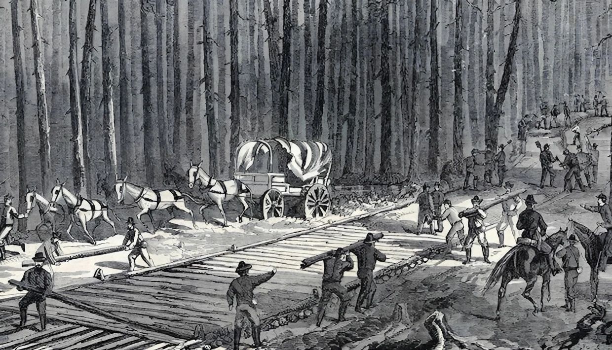 Federal Troops Constructing a Plank Road Through the Virginia Wilderness 1864