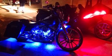 motorcycle with LED lighting