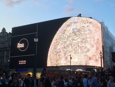 The People's Moon in London Piccadilly with the giant Moon mosaic