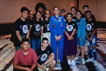 NASA astronaut Nicole Stott with NY City School kids for Apollo 50 and The People's Moon