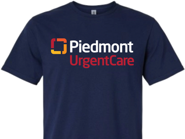 Navy blue T-shirt with Piedmont UrgentCare logo on the front.