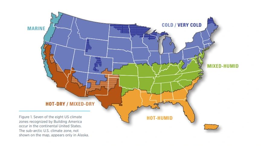 US Map, Humidity Zones