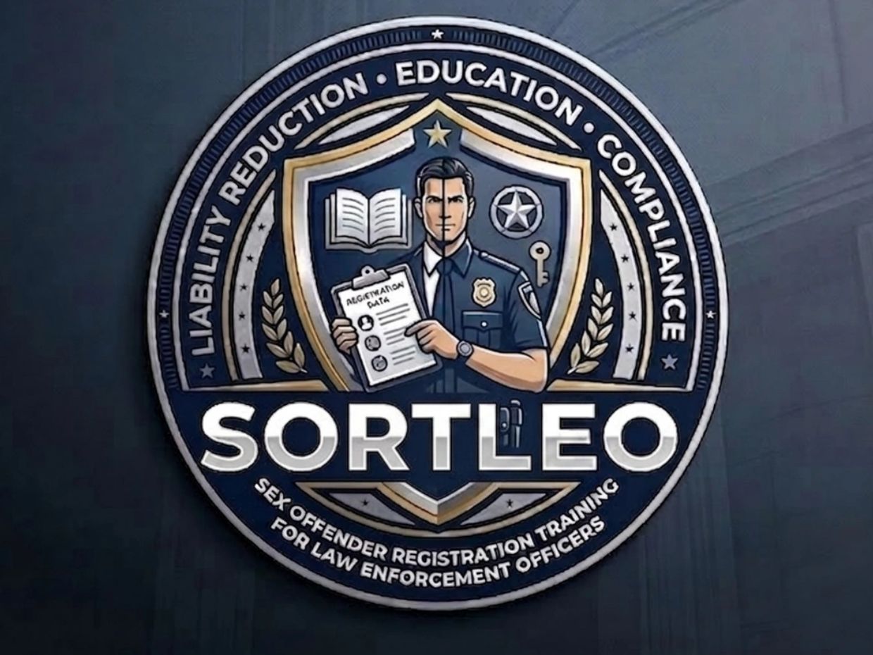 Emblem for SORTLEO, sex offender registration training for law enforcement.