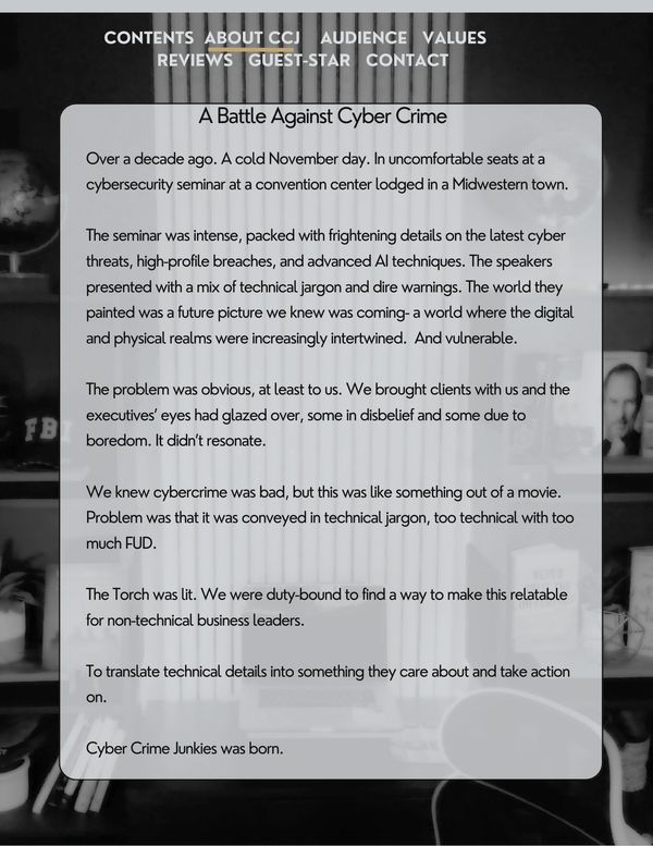 Story about Cyber Crime Junkies, Media Kit