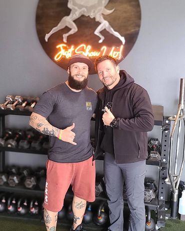 Joshua King (NVR Down Fitness) w/ Owner of Green Speed Training Facility, Tom Green.
(San Diego,CA)