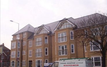 Large composite cement fibre slate roof project with dormers and valleys at Kirkley Clyffe lowestoft.