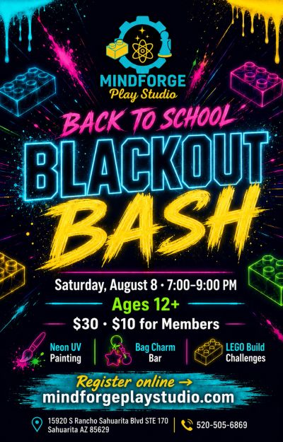 Back to School Blackout Bash by Mindforge Play Studio for ages 12+.