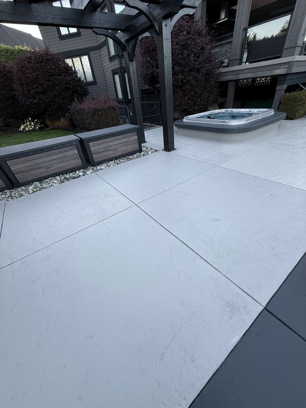 Decorative stained concrete floor finish in Vancouver BC