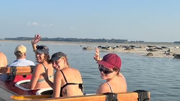 des sourires pendant une excursion pirogue au départ du Crotoy. Et de nombreux phoques...