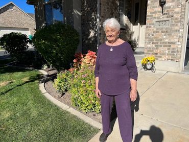 Norma has the cleanest front door in the community and beautiful shrubbery.