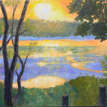 Golden Sunset, Careel Bay. 
Oils on Canvas
60 x 91 cms
$1,600