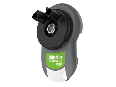 Merlin SilentDrive Elite garage door opener motor unit in grey and black.