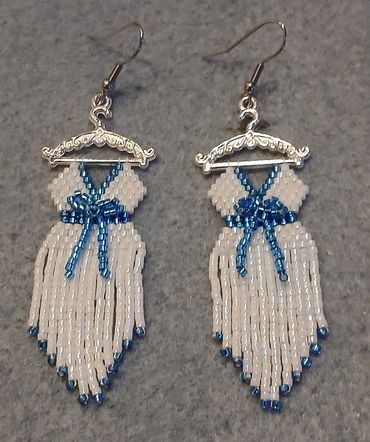 White fringe dress with blue trim