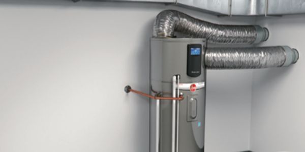 gray water heater with silver pipes