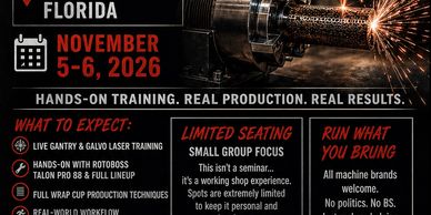 Laser rotary engraving event in Jacksonville, Florida.