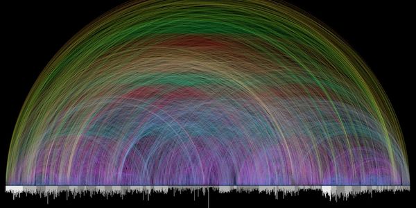 Colorful overlapping arcs with a dark background.