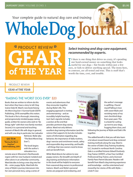 Whole Dog Journal cover and article.