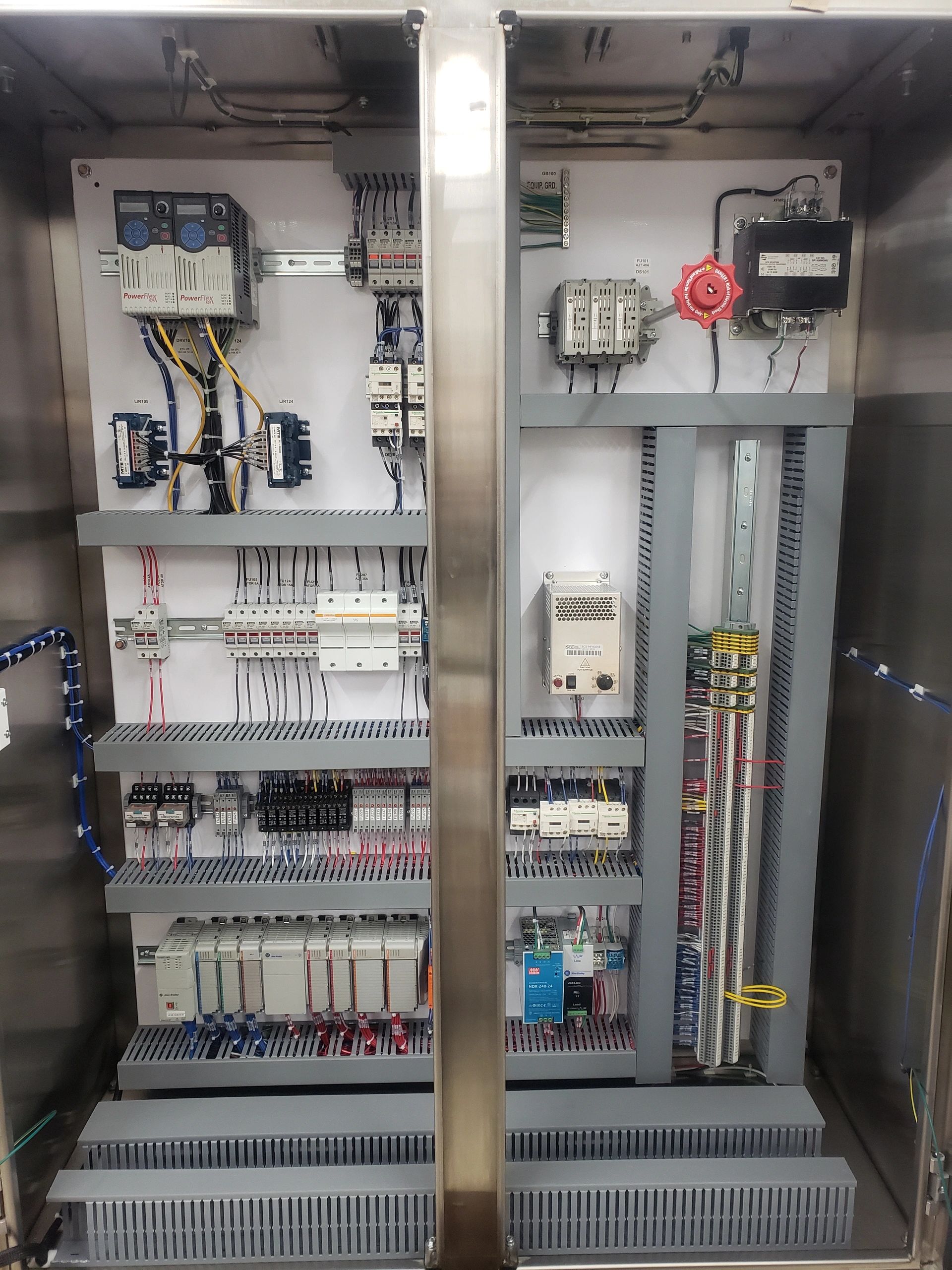 Wastewater treatment industrial control panel.