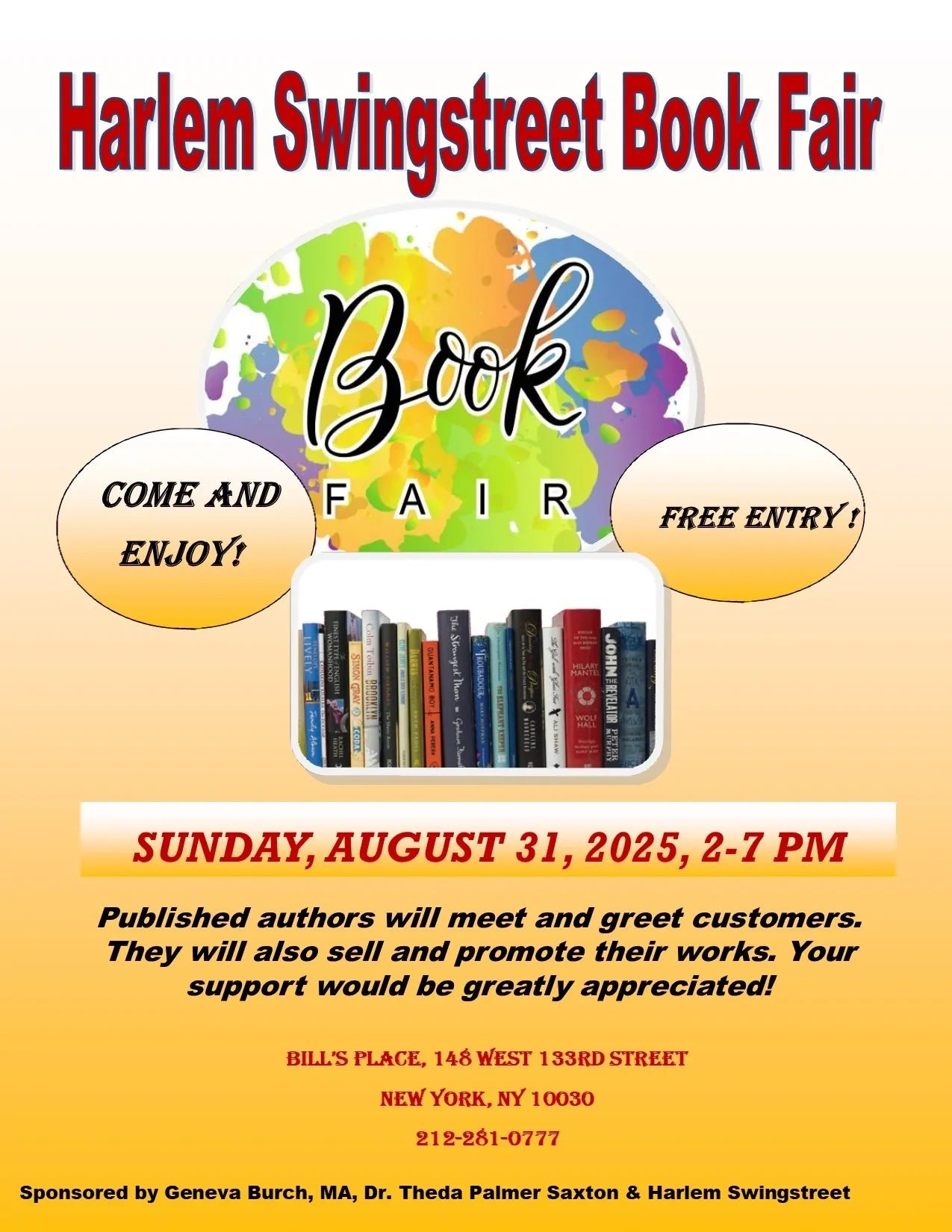 Join us for a fun-filled, literary event in the heart of Harlem, New York!