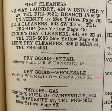 Page from 1958 Polk’s Gainesville City Directory courtesy of Library West at UF