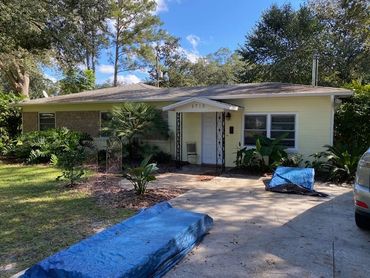 The front yard view from the driveway