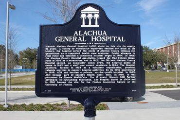 Photo of Alachua General Hospital historical marker.