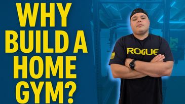 Man in Rogue shirt promotes building a home gym.