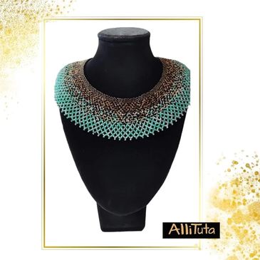 Turquoise beaded necklace on a bust