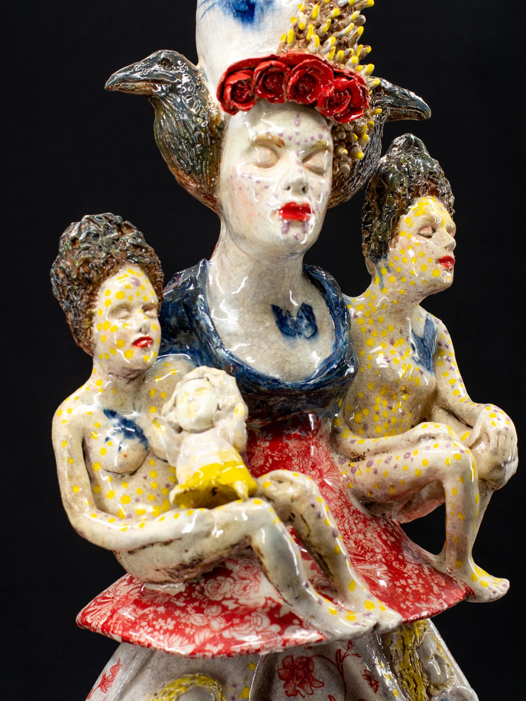 Artimus and Athena: Daughters of Titans
high fire ceramic
Four combined figures with underglazes and