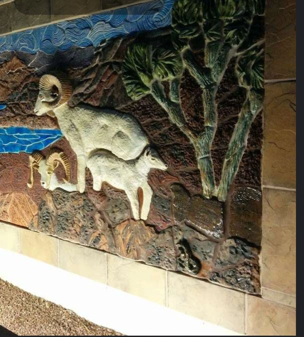 The Mural was to depict Lake mead, the surrounding rocky terrain and samples of local wild life.