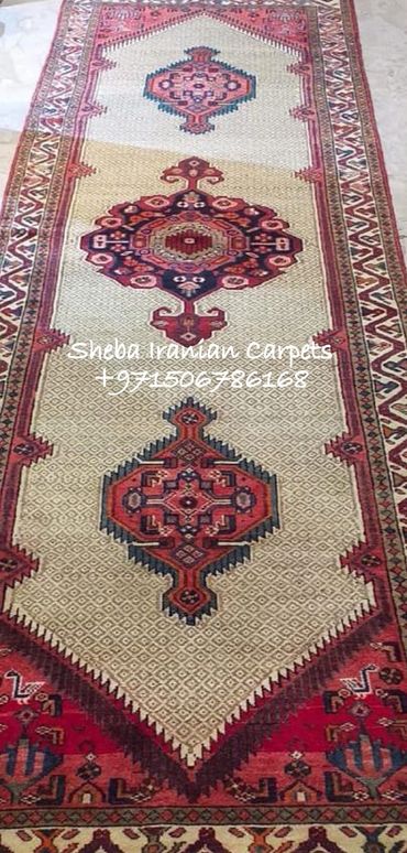 Antique Handmade Wool hall runner. Cream color.