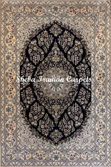 Nain wool and silk hand knotted Persian carpet