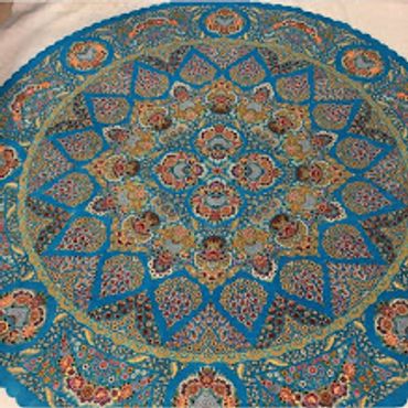 Blue handmade Qom Silk Persian carpet