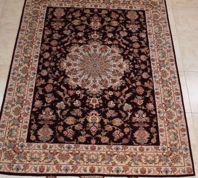 Tabriz burgund colour handmade hand knotted Persian carpet from Sheba Iranian Carpets Stores