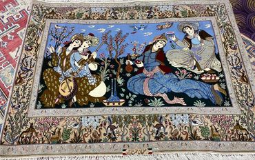 Omar Khayam pictorial handmade Persian carpet