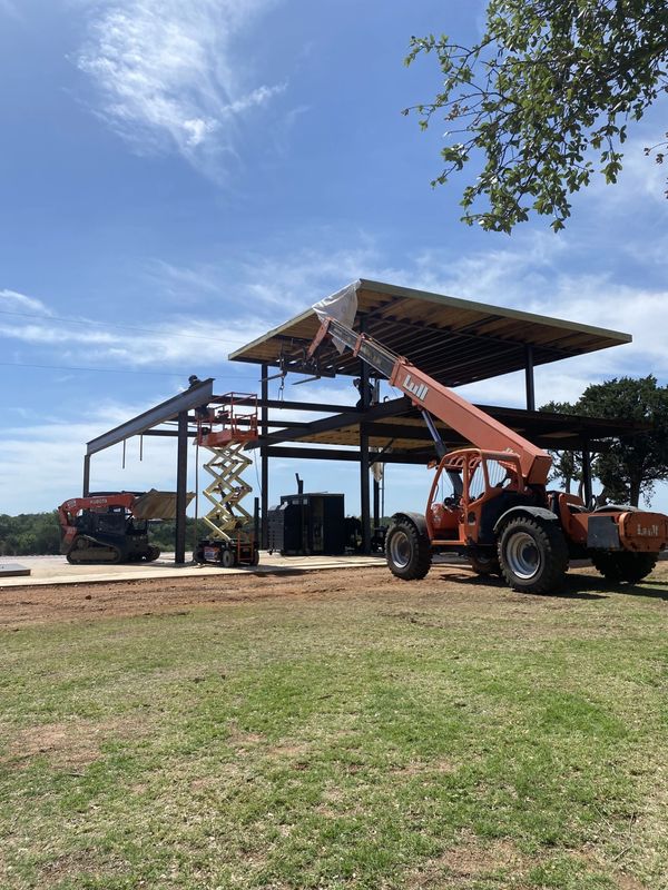 Structural steel framing installed at a Central Texas jobsite
