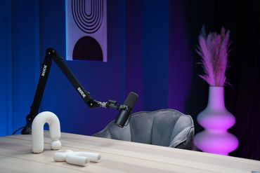 the podcast studio set up