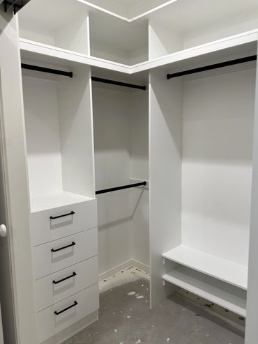 Custom built wardrobe installed by Peak Cabinetry