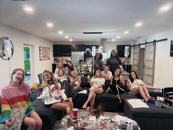 Mobile IV hydration team providing group IV therapy at a bachelorette party event in South Florida