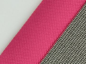 Close-up of pink and gray fabric textures.