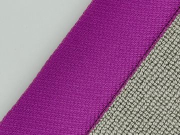 Close-up of purple and gray textured fabrics.