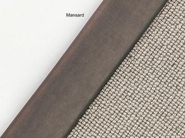 Close-up of three different fabric textures in white, brown, and beige.