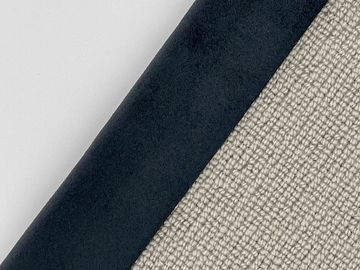 Close-up of a fabric swatch labeled 'Iridium' with three distinct textures and colors.