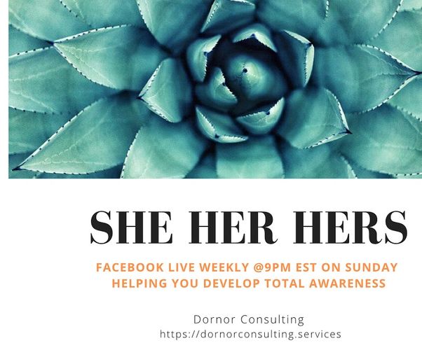 SHE HER HERS Facebook live weekly talk show promo flyer