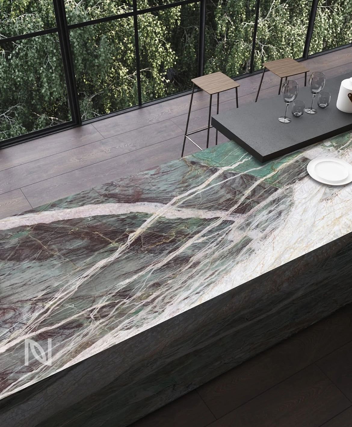 Natural Quartzite Green Kitchen Benchtop and countertops, Home renovation, stonemason, marble, grani