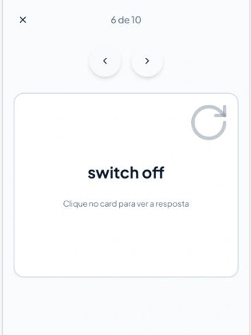 Cartão de estudo digital com a frase 'switch off'.