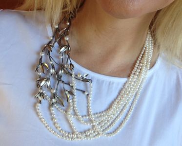 Girl Meets Joy Jewelry sterling silver branch necklace with freshwater pearls.