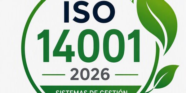 Símbolo de certificación ISO 14001 para gestión ambiental.